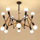 Lustre Moderne Créatif en Fer et Bois
