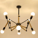 Lustre Moderne Créatif en Fer et Bois