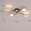 Plafonnier LED doré 4 têtes design moderne compact diamètre 75 cm luminaire plafond chambre ou salon