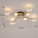 Plafonnier LED doré 8 têtes design moderne avec anneaux lumineux diamètre 130 cm luminaire plafond salon