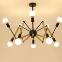 Lustre Moderne Créatif en Fer et Bois 