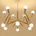 Lustre Moderne Créatif en Fer et Bois 
