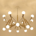 Lustre Moderne Créatif en Fer et Bois 