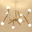 Lustre Moderne Créatif en Fer et Bois 