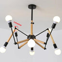 Lustre Moderne Créatif en Fer et Bois 