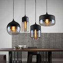 Suspension Noire avec Verre Ambré
